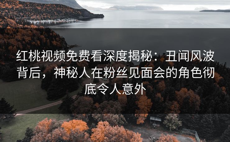 红桃视频免费看深度揭秘：丑闻风波背后，神秘人在粉丝见面会的角色彻底令人意外