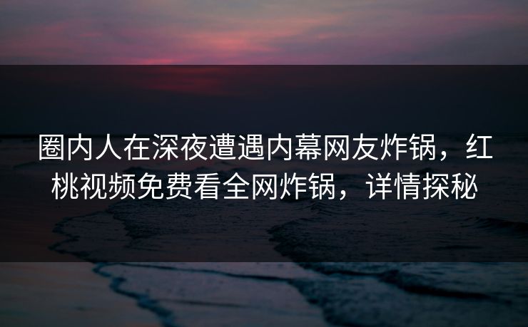 圈内人在深夜遭遇内幕网友炸锅，红桃视频免费看全网炸锅，详情探秘