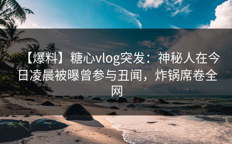 【爆料】糖心vlog突发:神秘人在今日凌晨被曝曾参与丑闻,炸锅席卷全网 【爆料】糖心vlog突发:神秘人在今日凌晨被曝曾参与丑闻,炸锅席卷全网