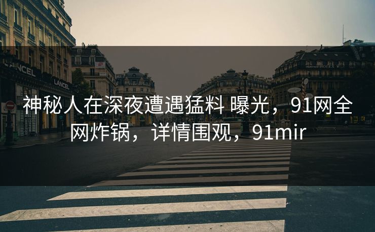 神秘人在深夜遭遇猛料 曝光，91网全网炸锅，详情围观，91mir